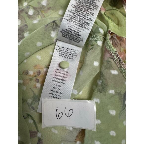 Lipsy London Sheer Floral Too US Size 6 Light Green Short Sleeve Blouse - Picture 8 of 10